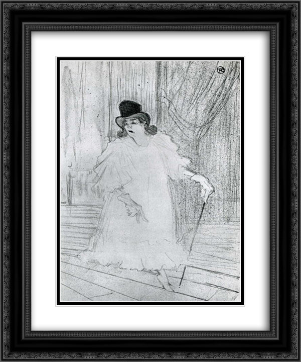 Cissy Loftus 20x24 Black Ornate Wood Framed Art Print Poster with Double Matting by Toulouse Lautrec, Henri de