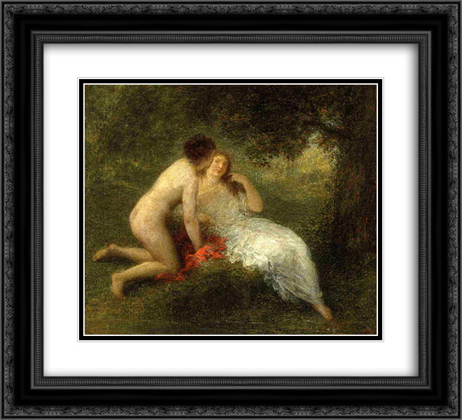 Bathers (also known as The Secret) 22x20 Black Ornate Wood Framed Art Print Poster with Double Matting by Fantin Latour, Henri