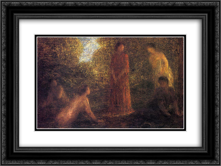 Bathers II 24x18 Black Ornate Wood Framed Art Print Poster with Double Matting by Fantin Latour, Henri