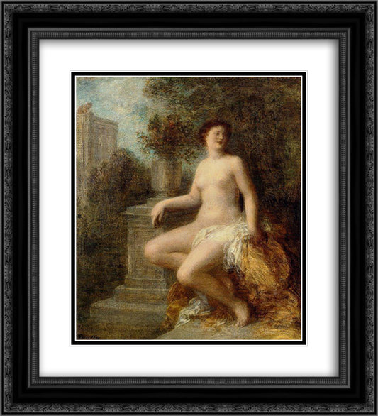 Bathsheba 20x22 Black Ornate Wood Framed Art Print Poster with Double Matting by Fantin Latour, Henri