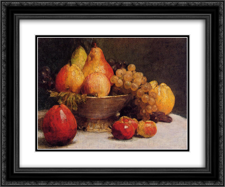 Bowl of Fruit 24x20 Black Ornate Wood Framed Art Print Poster with Double Matting by Fantin Latour, Henri