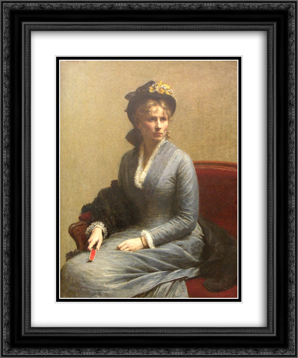 Charlotte Dubourg 20x24 Black Ornate Wood Framed Art Print Poster with Double Matting by Fantin Latour, Henri