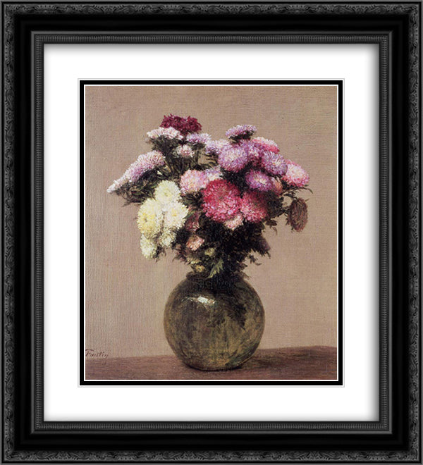 Daisies 20x22 Black Ornate Wood Framed Art Print Poster with Double Matting by Fantin Latour, Henri