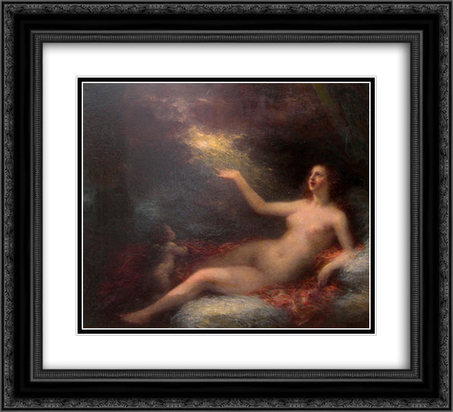 Danae 22x20 Black Ornate Wood Framed Art Print Poster with Double Matting by Fantin Latour, Henri