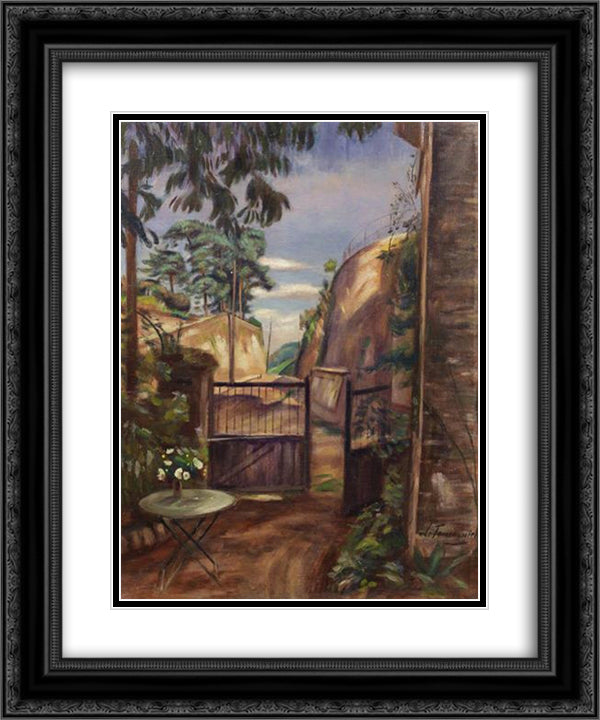 Le jardin de l'artiste, Grosrouvres 20x24 Black Ornate Wood Framed Art Print Poster with Double Matting by Le Fauconnier, Henri