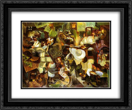 Mountaineers Attacked by Bears 24x20 Black Ornate Wood Framed Art Print Poster with Double Matting by Le Fauconnier, Henri