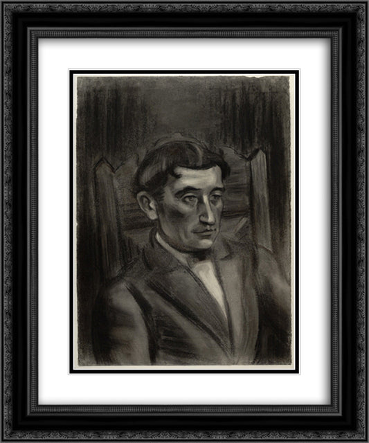Portrait of Jules Romains 20x24 Black Ornate Wood Framed Art Print Poster with Double Matting by Le Fauconnier, Henri