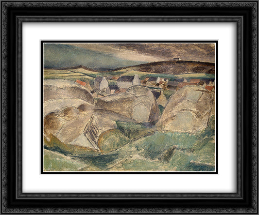 Village Among the Rocks 24x20 Black Ornate Wood Framed Art Print Poster with Double Matting by Le Fauconnier, Henri