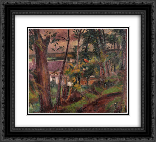 Village forestier Grosrouvre 22x20 Black Ornate Wood Framed Art Print Poster with Double Matting by Le Fauconnier, Henri