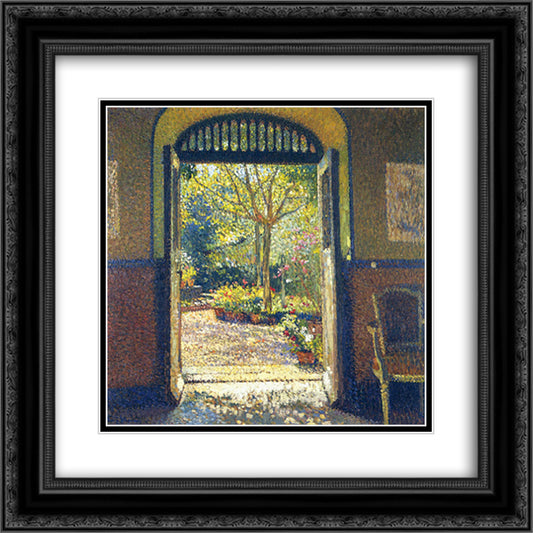 A Garden in the Sunshine 20x20 Black Ornate Wood Framed Art Print Poster with Double Matting by Martin, Henri