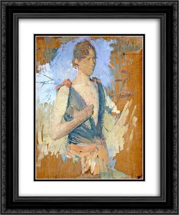 A Young Woman 20x24 Black Ornate Wood Framed Art Print Poster with Double Matting by Martin, Henri