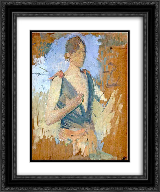 A Young Woman 20x24 Black Ornate Wood Framed Art Print Poster with Double Matting by Martin, Henri