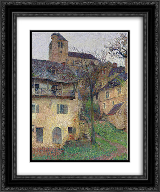Amount Verg The Church of Saint Cirq Lapopie 20x24 Black Ornate Wood Framed Art Print Poster with Double Matting by Martin, Henri