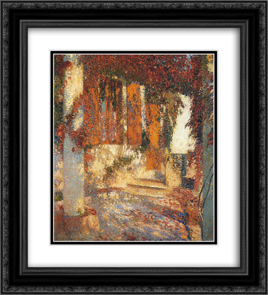 At the Pergola 20x22 Black Ornate Wood Framed Art Print Poster with Double Matting by Martin, Henri