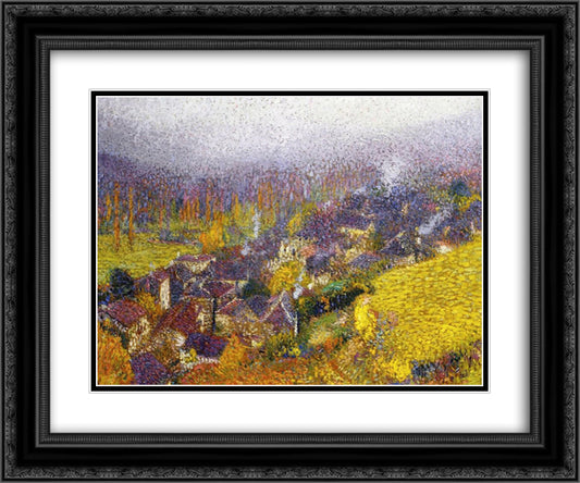 Autumn over Labastide du Vert 24x20 Black Ornate Wood Framed Art Print Poster with Double Matting by Martin, Henri