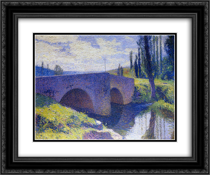 Bridge of Saint Medard at Midday 24x20 Black Ornate Wood Framed Art Print Poster with Double Matting by Martin, Henri