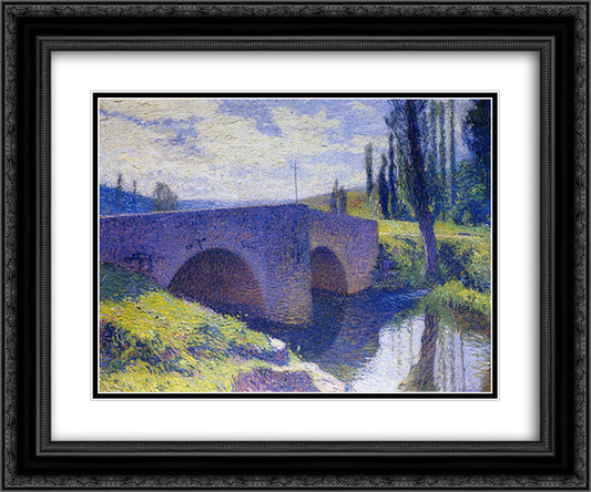Bridge of Saint Medard at Midday 24x20 Black Ornate Wood Framed Art Print Poster with Double Matting by Martin, Henri