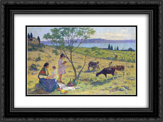 Bucolic 24x18 Black Ornate Wood Framed Art Print Poster with Double Matting by Martin, Henri