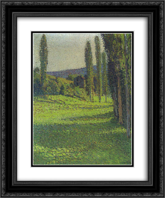 By the Fields 20x24 Black Ornate Wood Framed Art Print Poster with Double Matting by Martin, Henri