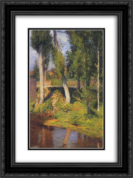 By the River 18x24 Black Ornate Wood Framed Art Print Poster with Double Matting by Martin, Henri