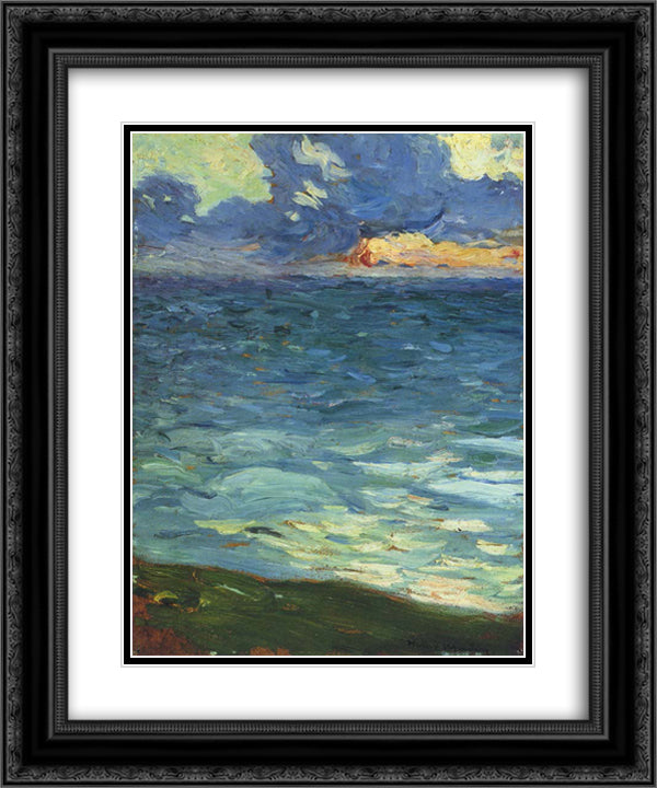 By the Sea 20x24 Black Ornate Wood Framed Art Print Poster with Double Matting by Martin, Henri