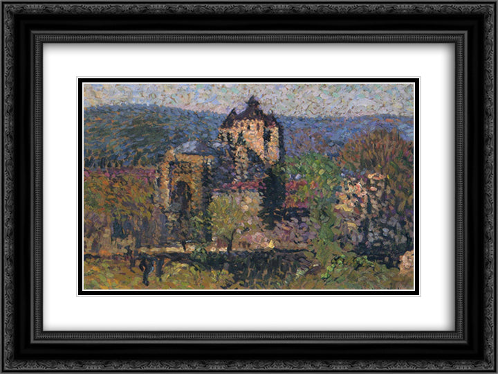 Cathedral of Cahors 24x18 Black Ornate Wood Framed Art Print Poster with Double Matting by Martin, Henri