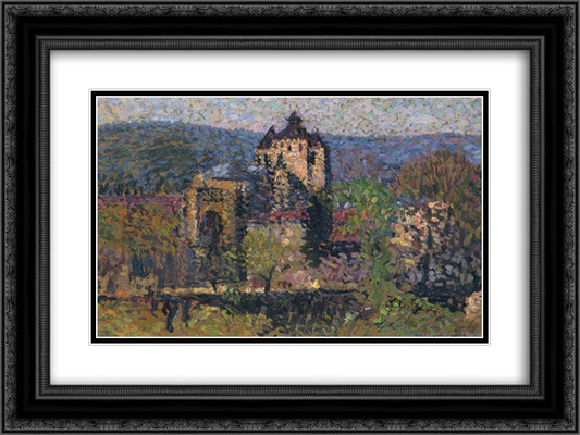 Cathedral of Cahors 24x18 Black Ornate Wood Framed Art Print Poster with Double Matting by Martin, Henri