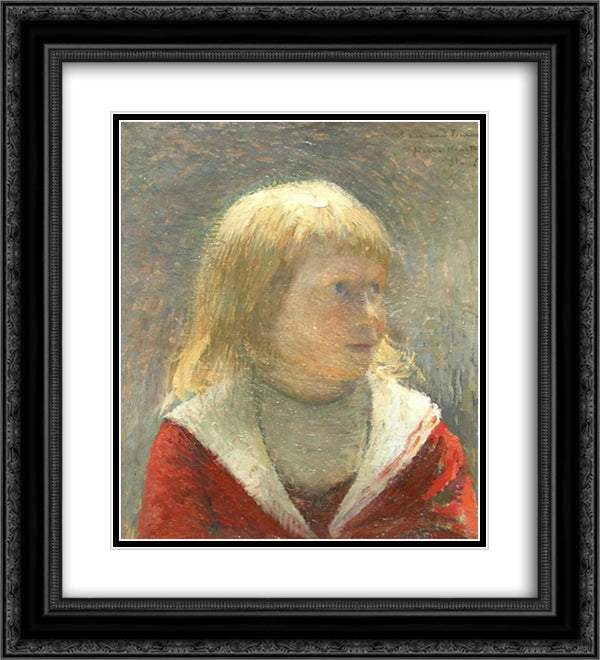 Child in Red Jacket 20x22 Black Ornate Wood Framed Art Print Poster with Double Matting by Martin, Henri