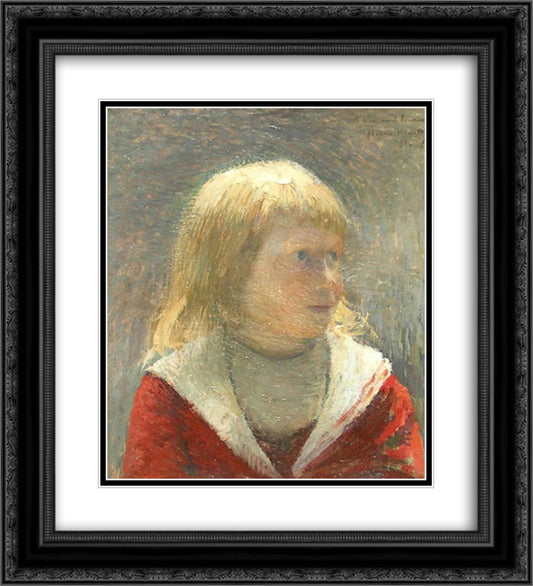 Child in Red Jacket 20x22 Black Ornate Wood Framed Art Print Poster with Double Matting by Martin, Henri