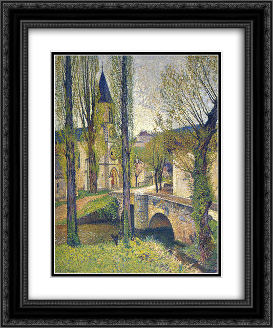 Church in Labastide 20x24 Black Ornate Wood Framed Art Print Poster with Double Matting by Martin, Henri