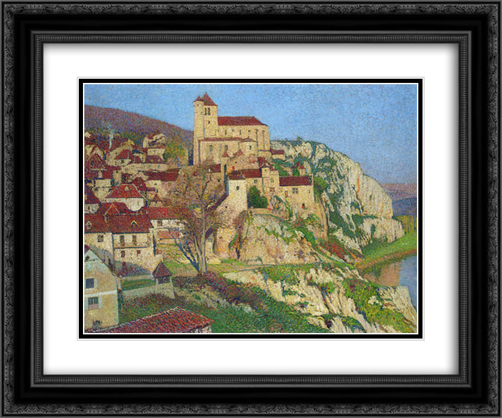 Cliff with Houses 24x20 Black Ornate Wood Framed Art Print Poster with Double Matting by Martin, Henri