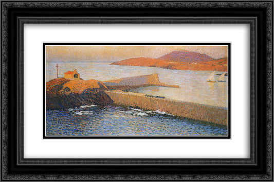 Collioure Chapel of La Digue 24x16 Black Ornate Wood Framed Art Print Poster with Double Matting by Martin, Henri