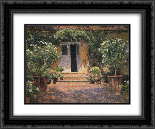 Door in Marquayrol 24x20 Black Ornate Wood Framed Art Print Poster with Double Matting by Martin, Henri