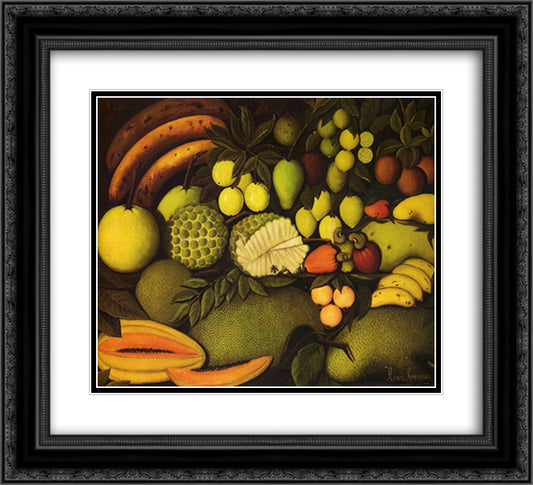 1908 22x20 Black Ornate Wood Framed Art Print Poster with Double Matting by Rousseau, Henri