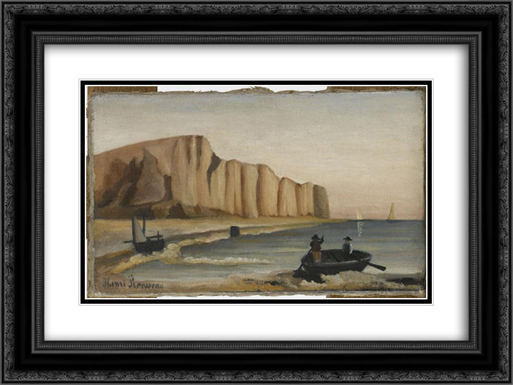 Cliffs 24x18 Black Ornate Wood Framed Art Print Poster with Double Matting by Rousseau, Henri