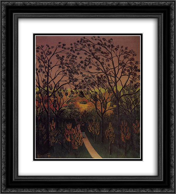 Corner of the Plateau of Bellevue 20x22 Black Ornate Wood Framed Art Print Poster with Double Matting by Rousseau, Henri