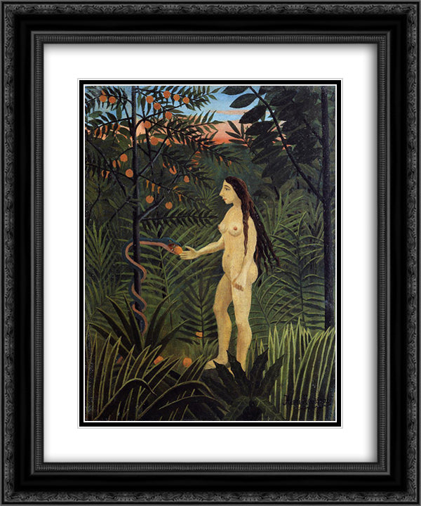 Eve 20x24 Black Ornate Wood Framed Art Print Poster with Double Matting by Rousseau, Henri