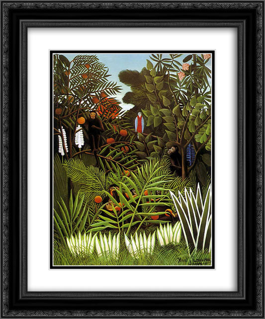 Exotic Landscape 20x24 Black Ornate Wood Framed Art Print Poster with Double Matting by Rousseau, Henri