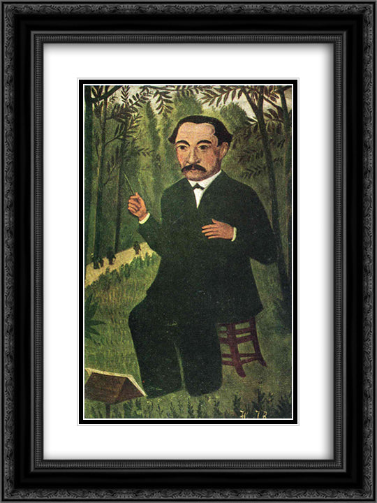 Henri Rousseau as Orchestra Conductor 18x24 Black Ornate Wood Framed Art Print Poster with Double Matting by Rousseau, Henri