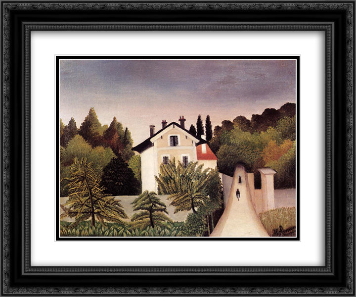 House on the Outskirts of Paris 24x20 Black Ornate Wood Framed Art Print Poster with Double Matting by Rousseau, Henri