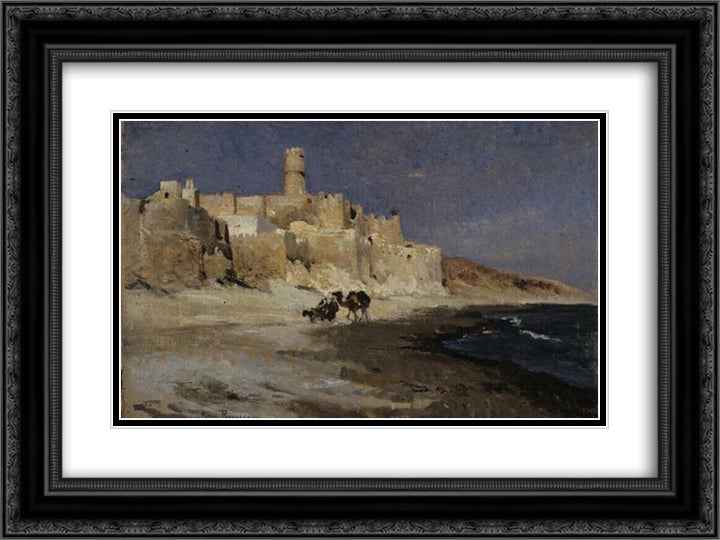 Kasbah Monastery 24x18 Black Ornate Wood Framed Art Print Poster with Double Matting by Rousseau, Henri