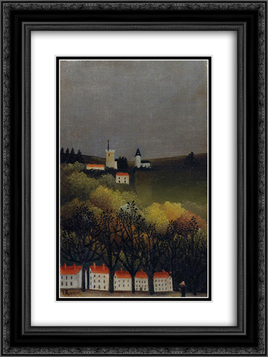 Landscape 18x24 Black Ornate Wood Framed Art Print Poster with Double Matting by Rousseau, Henri