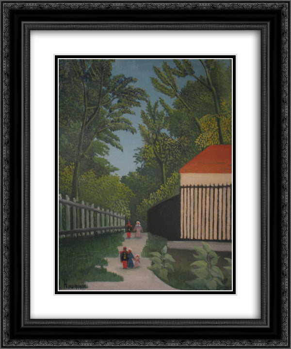 Landscape in Montsouris Park with five figures 20x24 Black Ornate Wood Framed Art Print Poster with Double Matting by Rousseau, Henri