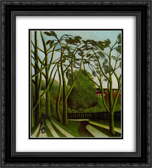 Landscape on the Banks of the Bievre at Becetre 20x22 Black Ornate Wood Framed Art Print Poster with Double Matting by Rousseau, Henri