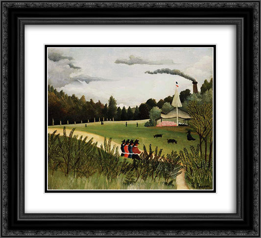 Park with Figures 22x20 Black Ornate Wood Framed Art Print Poster with Double Matting by Rousseau, Henri