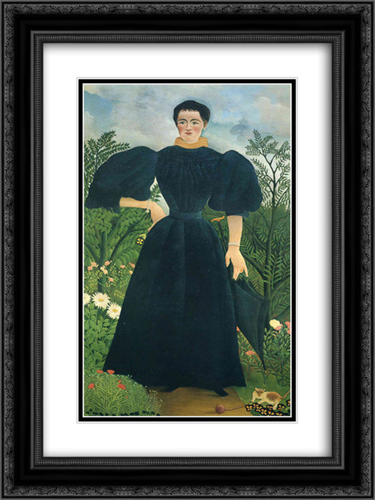 Portrait of a Woman 18x24 Black Ornate Wood Framed Art Print Poster with Double Matting by Rousseau, Henri