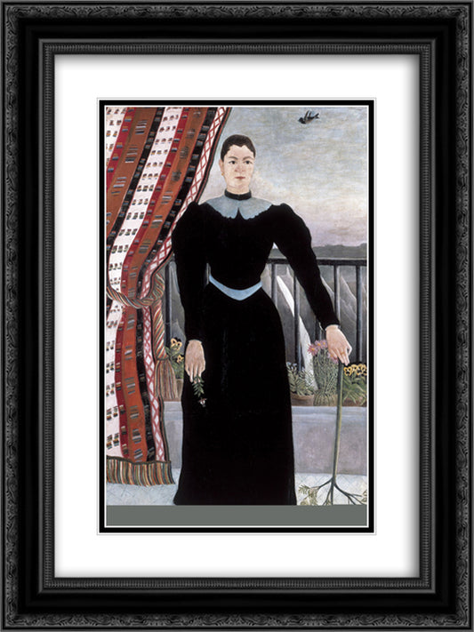 Portrait of a Woman 18x24 Black Ornate Wood Framed Art Print Poster with Double Matting by Rousseau, Henri