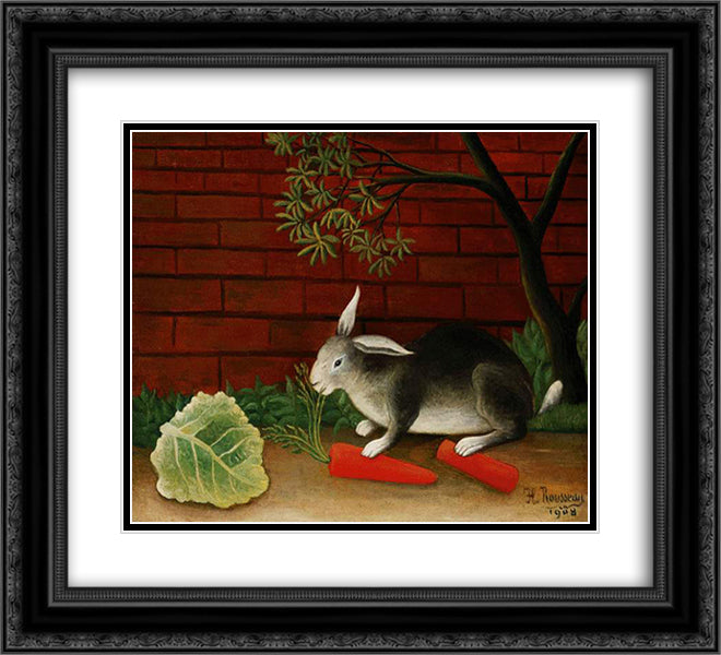 Rabbit 22x20 Black Ornate Wood Framed Art Print Poster with Double Matting by Rousseau, Henri