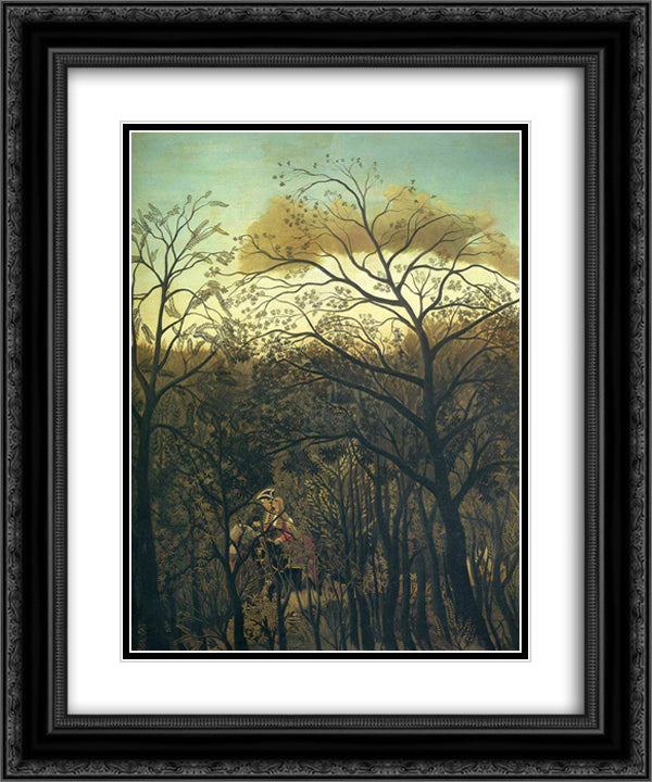 Rendez Vous in the Forest 20x24 Black Ornate Wood Framed Art Print Poster with Double Matting by Rousseau, Henri