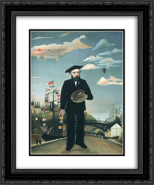 Self Portrait from L'ile Saint Louis 20x24 Black Ornate Wood Framed Art Print Poster with Double Matting by Rousseau, Henri